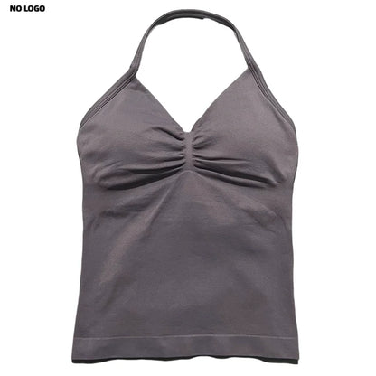 Women Longline Strappy Fitness Tank Top – Open Back Yoga Gym Bra