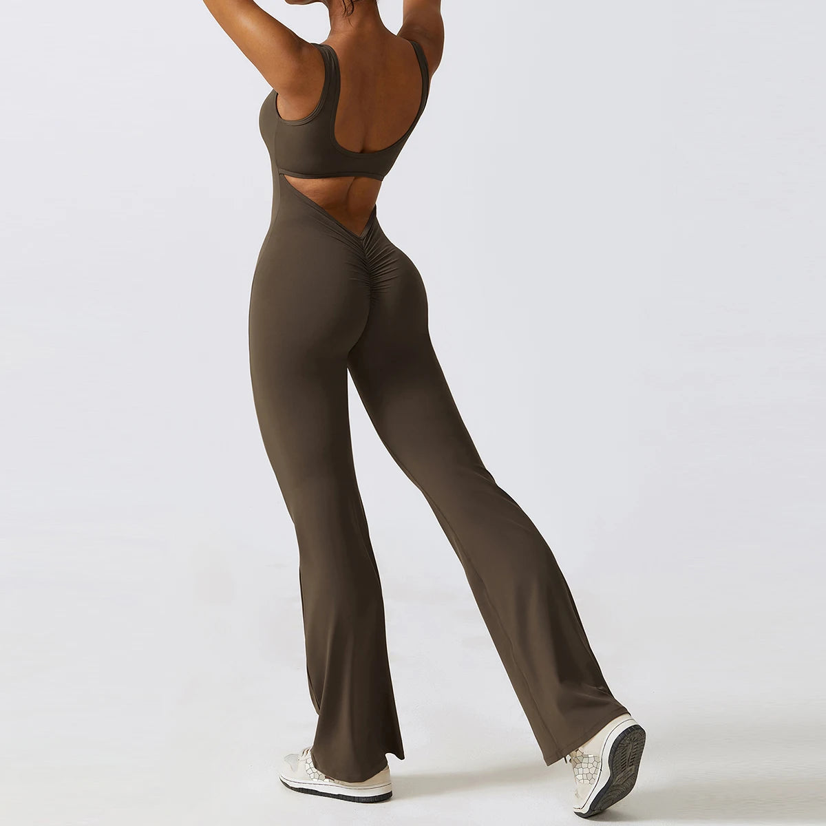 Women V-Back Gym Jumpsuit Stretch Fitness Yoga Romper