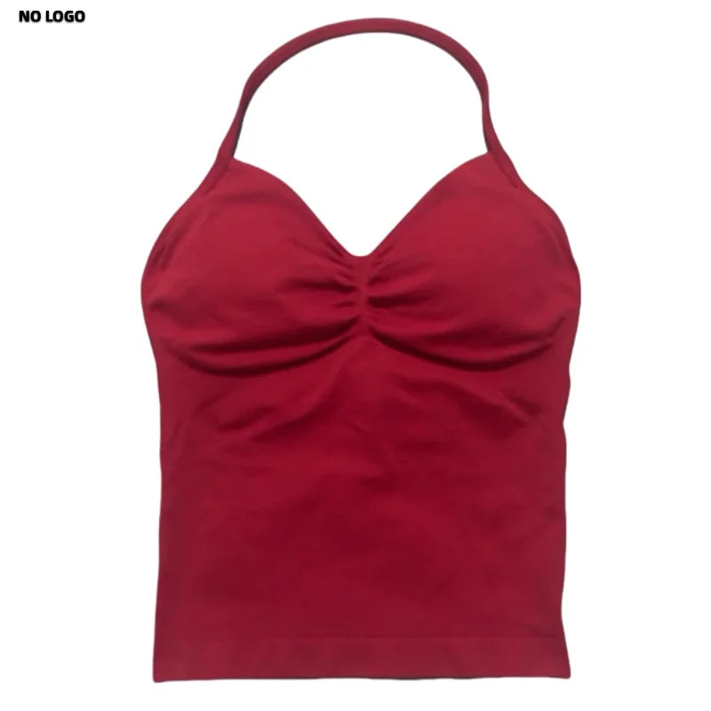 Women Longline Strappy Fitness Tank Top – Open Back Yoga Gym Bra