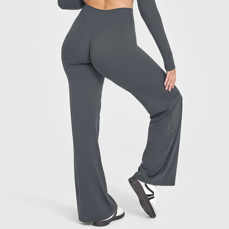Women Butter Soft Straight-Leg Yoga Pants Mid Waist Gym Trousers