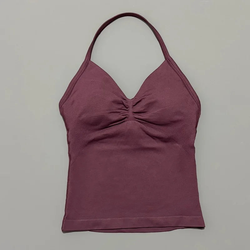 Impact Longline Strappy Sports Bra – Women Open Back Yoga Gym Top