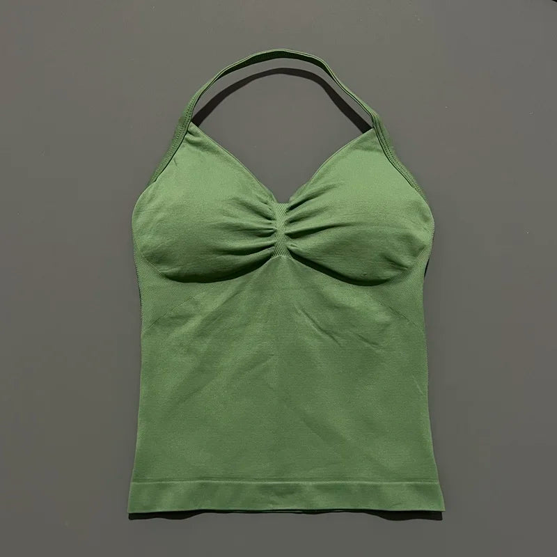 Impact Longline Strappy Sports Bra – Women Open Back Yoga Gym Top