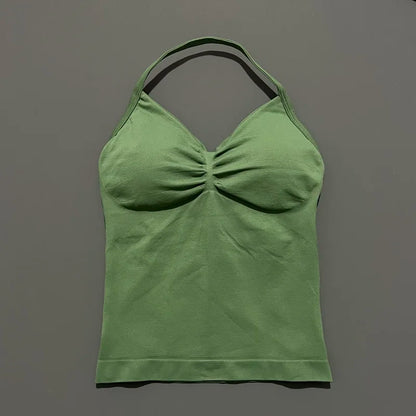 Impact Longline Strappy Sports Bra – Women Open Back Yoga Gym Top