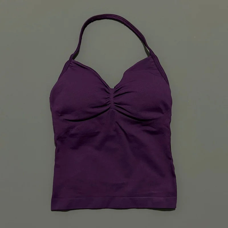 Impact Longline Strappy Sports Bra – Women Open Back Yoga Gym Top