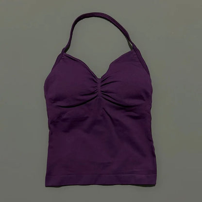 Impact Longline Strappy Sports Bra – Women Open Back Yoga Gym Top