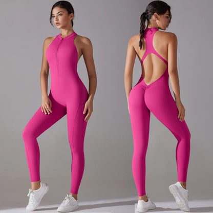 Hollow Backless Scrunch Sporty Overalls