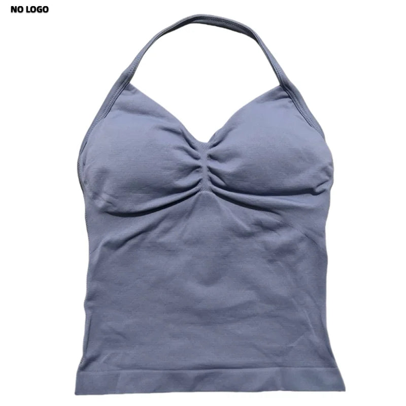 Women Longline Strappy Fitness Tank Top – Open Back Yoga Gym Bra