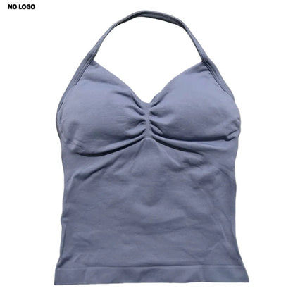 Women Longline Strappy Fitness Tank Top – Open Back Yoga Gym Bra