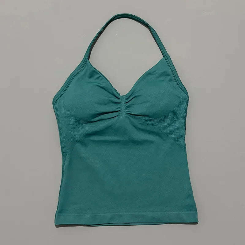 Impact Longline Strappy Sports Bra – Women Open Back Yoga Gym Top