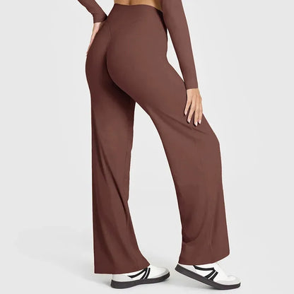 Women Butter Soft Straight-Leg Yoga Pants Mid Waist Gym Trousers