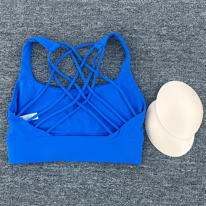 Women’s Push-Up Cross Back Sports Bra – Shockproof Gym & Yoga Workout Crop Top