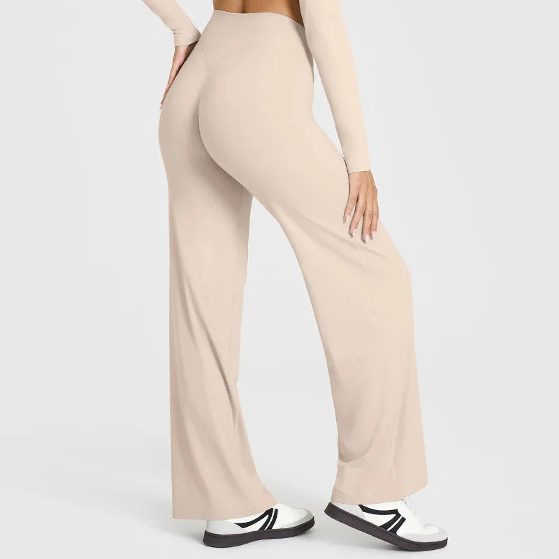 Women Butter Soft Straight-Leg Yoga Pants Mid Waist Gym Trousers