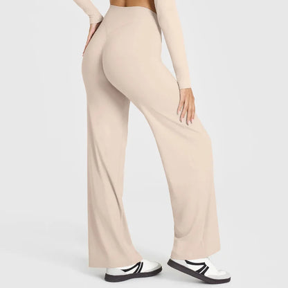 Women Butter Soft Straight-Leg Yoga Pants Mid Waist Gym Trousers