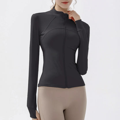 Women Quick-Dry Sports Jacket Long Sleeve Gym & Running Fitness Top