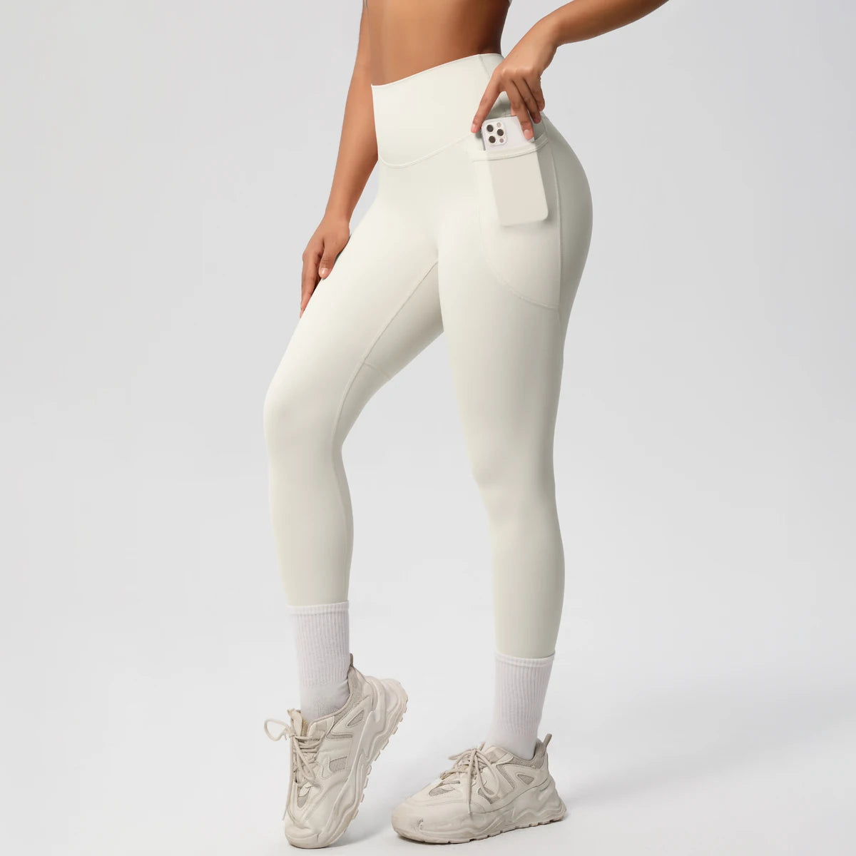 Women High Waist Push-Up Leggings Stretch Yoga Pants with Pockets