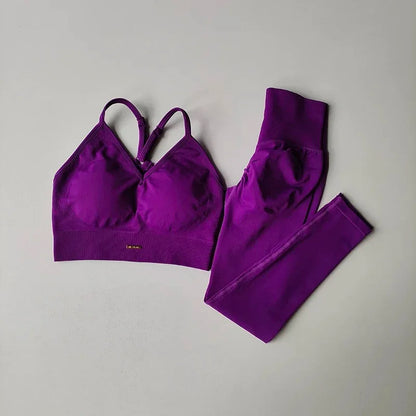 Women Peach High-Waist Yoga Set Hip-Lifting Fitness Workout Suit