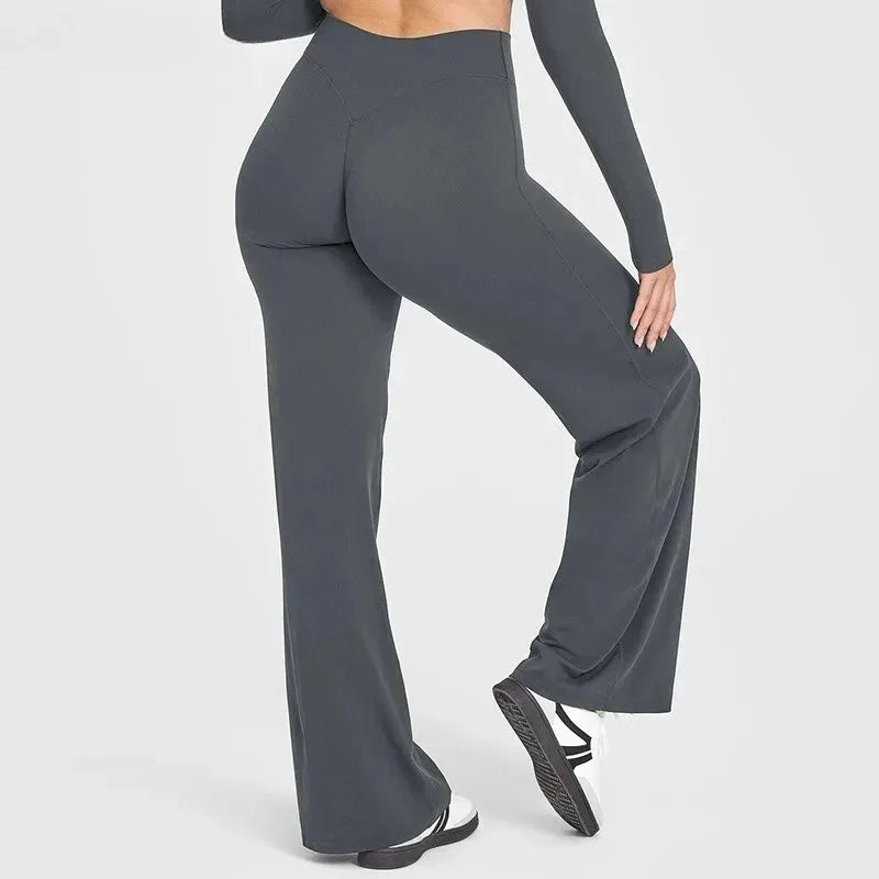 Women Butter Soft Straight-Leg Yoga Pants Mid Waist Gym Trousers