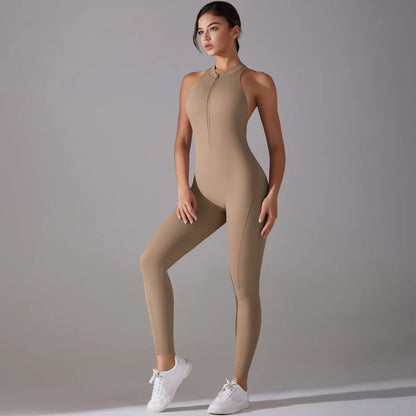 Hollow Backless Scrunch Sporty Overalls