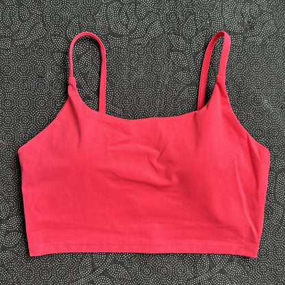Women’s Solid Color Spaghetti Strap Sports Bra with Chest Pads