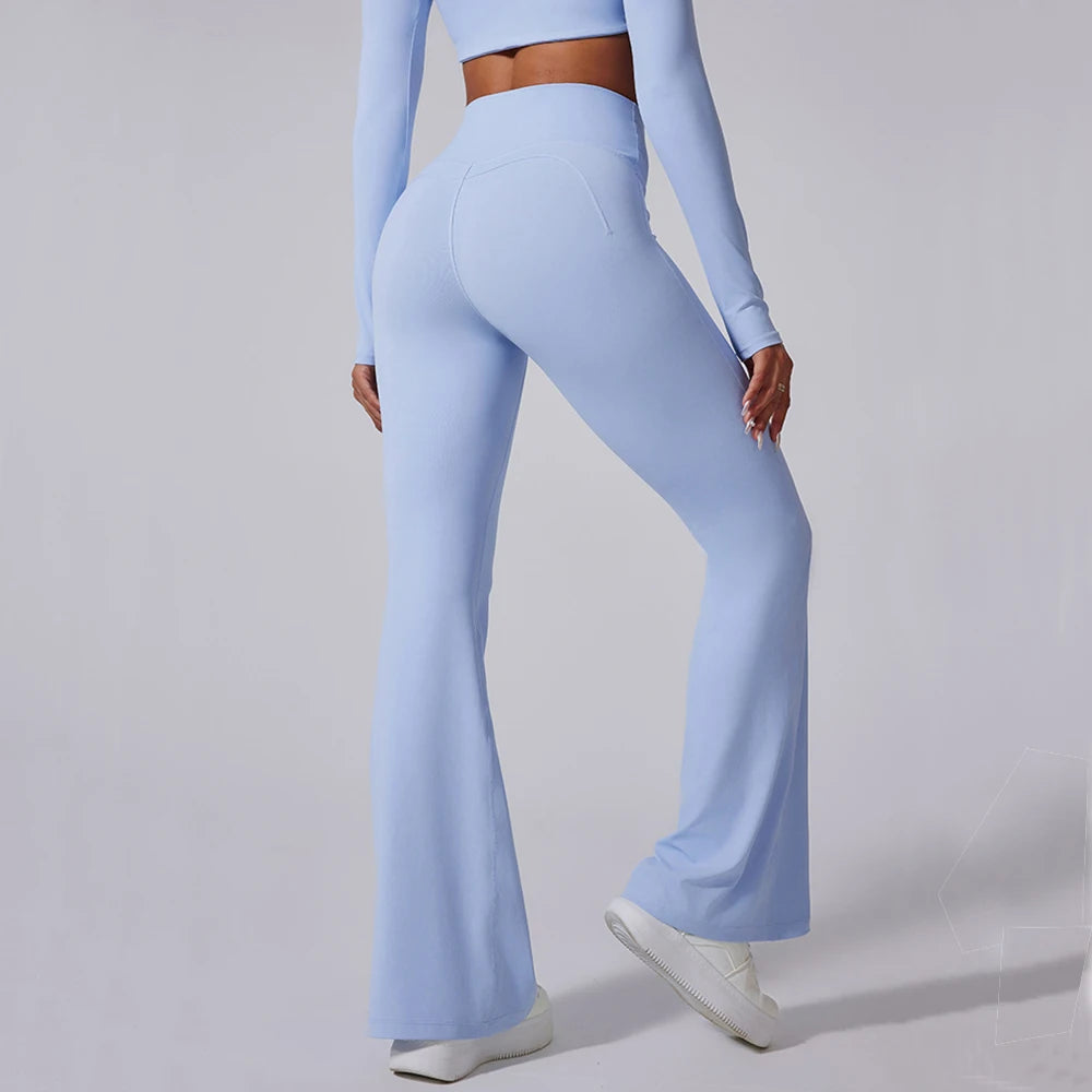 Women High Waist Flared Leggings Tummy Control Yoga & Gym Pants