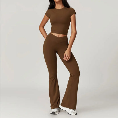 Women 2-Piece Yoga Set Crop Top & High Waist Gym Leggings