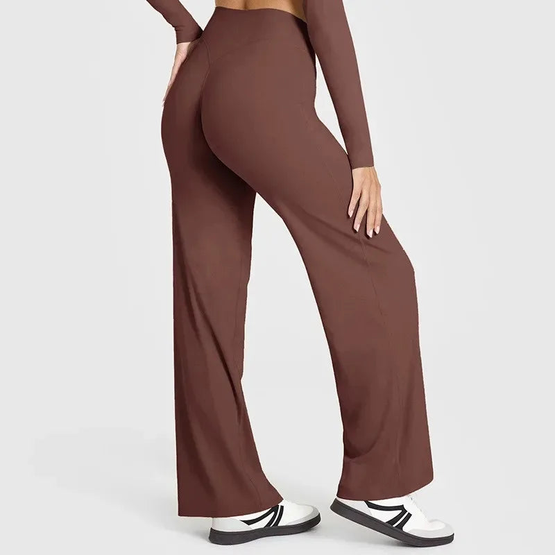 Women Butter Soft Straight-Leg Yoga Pants Mid Waist Gym Trousers