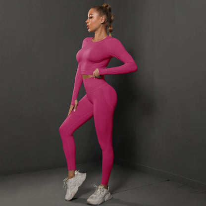 Seamless Yoga Set Crop Top High Waist Leggings Set