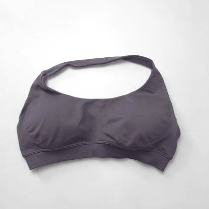 Impact Seamless Halter Sports Bra – Women High Support Open Back Gym Top