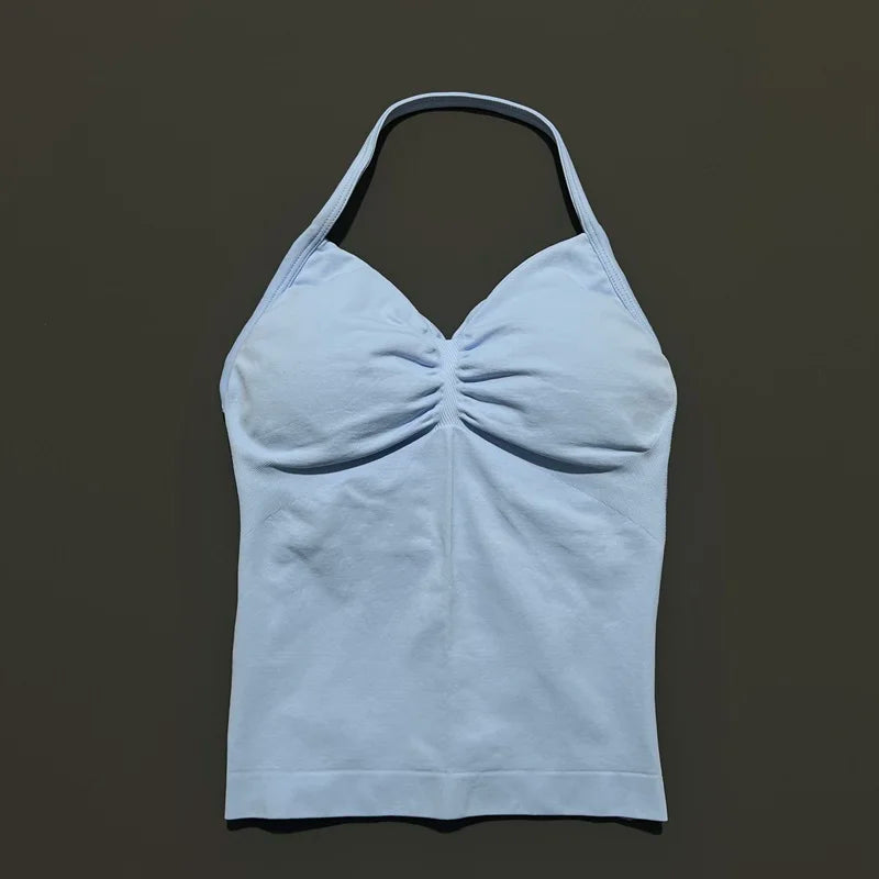 Impact Longline Strappy Sports Bra – Women Open Back Yoga Gym Top