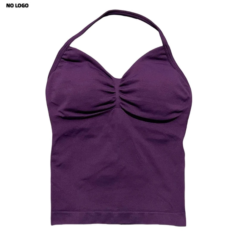 Women Longline Strappy Fitness Tank Top – Open Back Yoga Gym Bra