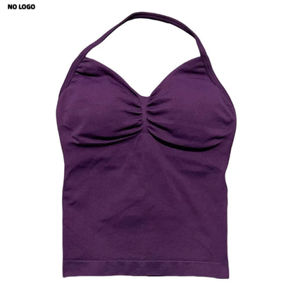 Women Longline Strappy Fitness Tank Top – Open Back Yoga Gym Bra