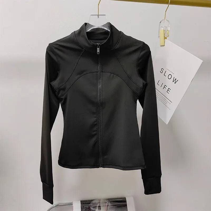 Women Quick-Dry Sports Jacket Long Sleeve Gym & Running Fitness Top