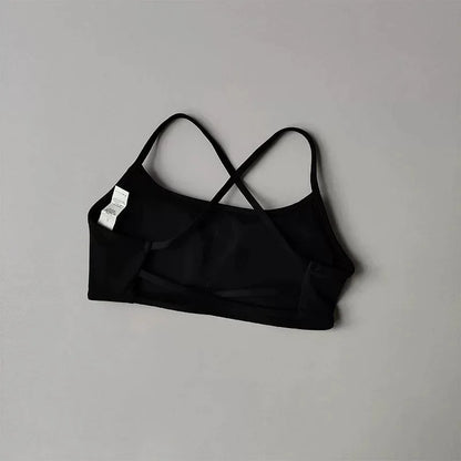 Women Cross Back Shockproof Sports Bra Sexy Gathered Gym & Yoga Top