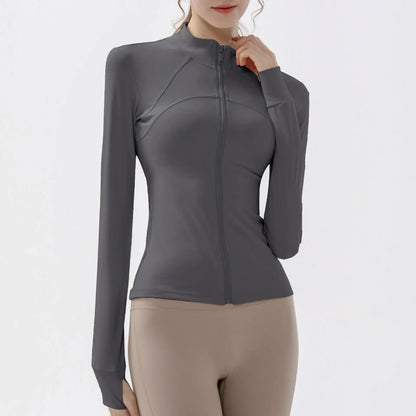 Women Quick-Dry Sports Jacket Long Sleeve Gym & Running Fitness Top