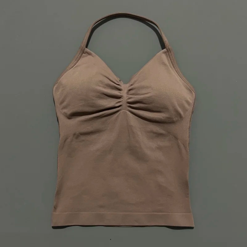 Impact Longline Strappy Sports Bra – Women Open Back Yoga Gym Top