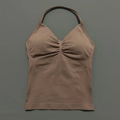 Impact Longline Strappy Sports Bra – Women Open Back Yoga Gym Top