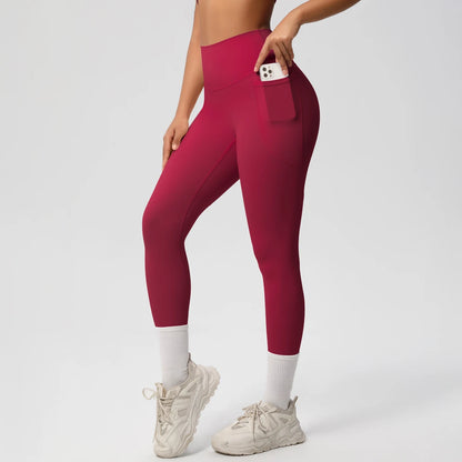 Women High Waist Push-Up Leggings Stretch Yoga Pants with Pockets