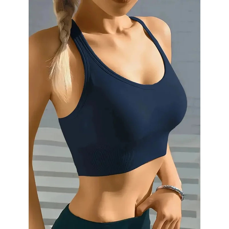 Women Seamless Push-Up Yoga Tank Bra Breathable Sports Top