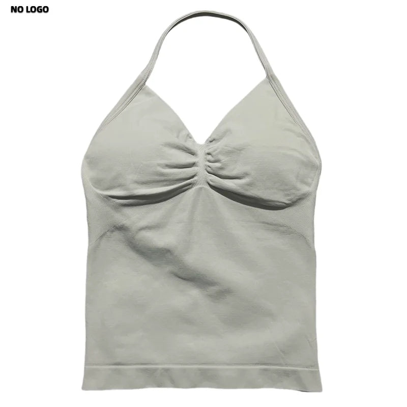 Women Longline Strappy Fitness Tank Top – Open Back Yoga Gym Bra