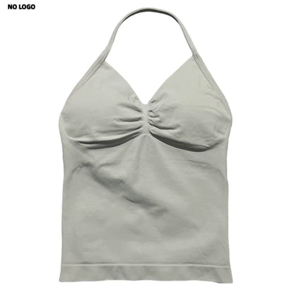 Women Longline Strappy Fitness Tank Top – Open Back Yoga Gym Bra