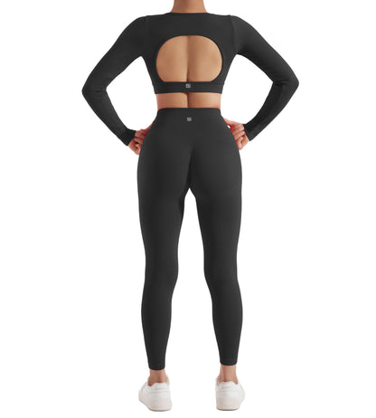 Women’s 2PCS Long Sleeve Yoga Set – Quick-Dry Gym Workout Tracksuit