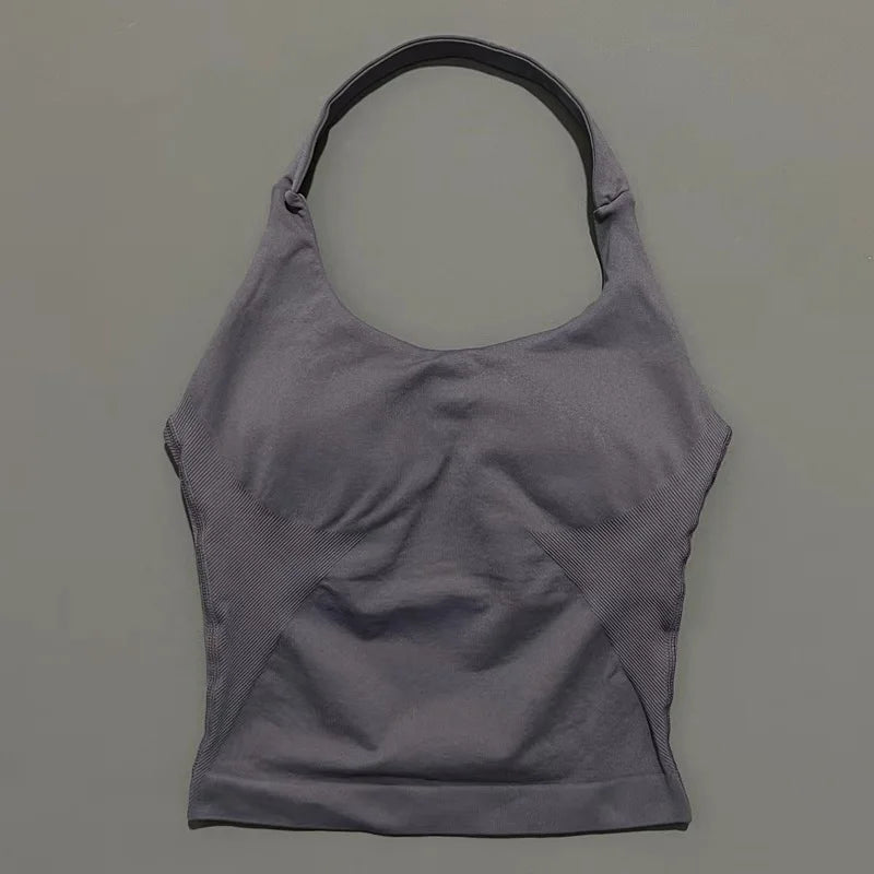 Impact Seamless Halter Tank Top Women Built-in Bra Yoga & Gym Top