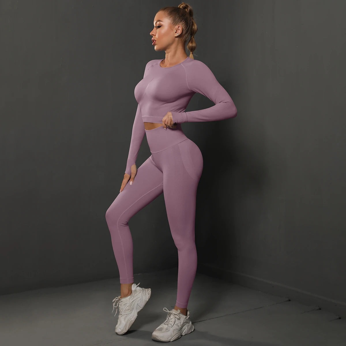 Seamless Yoga Set Crop Top High Waist Leggings Set