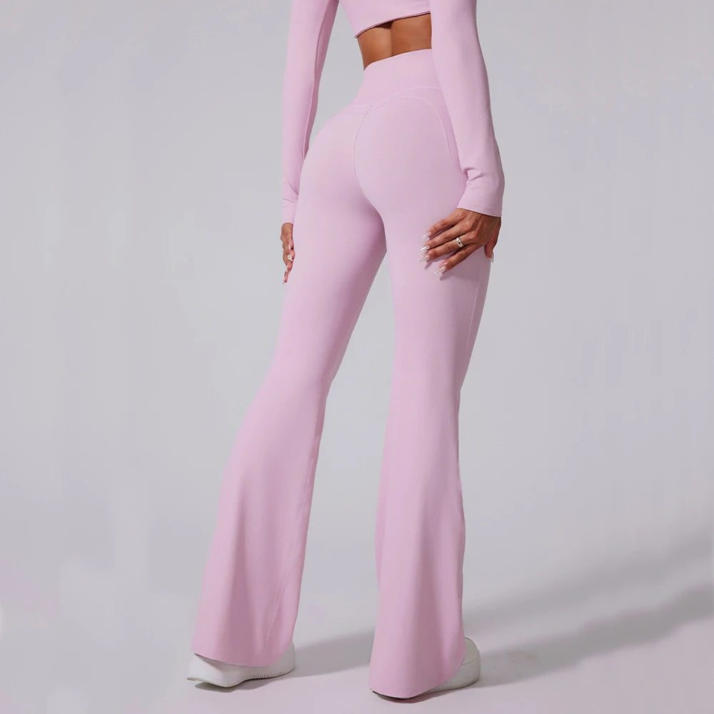Women High Waist Flared Leggings Tummy Control Yoga & Gym Pants