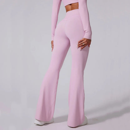 Women High Waist Flared Leggings Tummy Control Yoga & Gym Pants