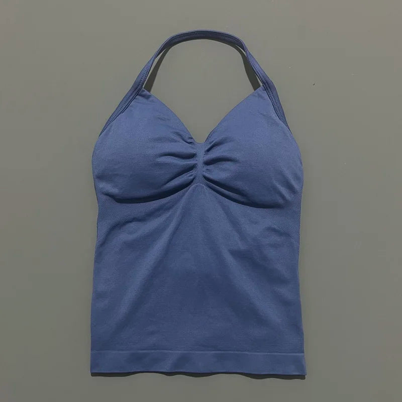 Impact Longline Strappy Sports Bra – Women Open Back Yoga Gym Top
