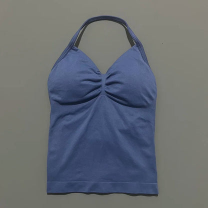 Impact Longline Strappy Sports Bra – Women Open Back Yoga Gym Top