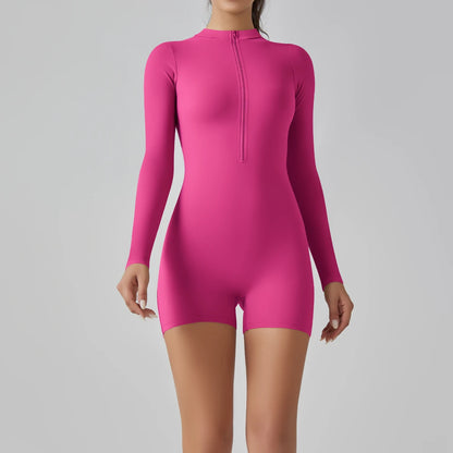 Sleek Zip-Front Body Sculpting Romper