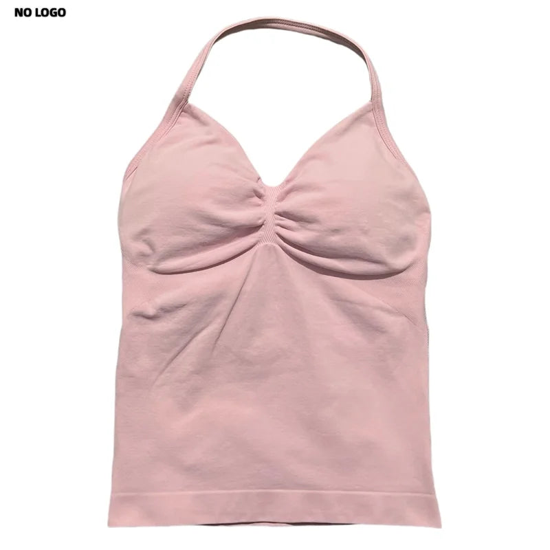 Women Longline Strappy Fitness Tank Top – Open Back Yoga Gym Bra