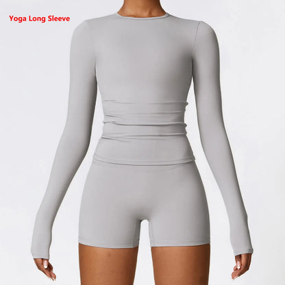 Women Long Sleeve Crop Sports Top Quick Dry Gym & Yoga Shirt